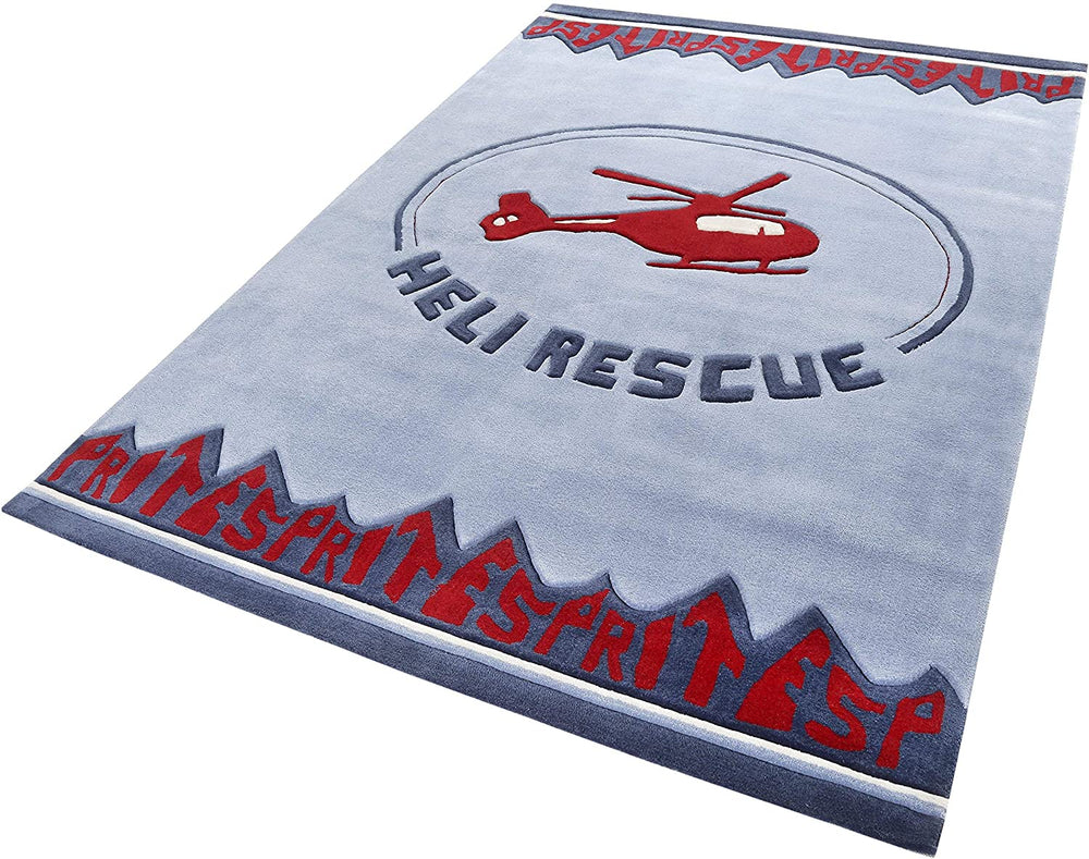 Heli Rescue Teppich blau Kurzflor rechteckig
