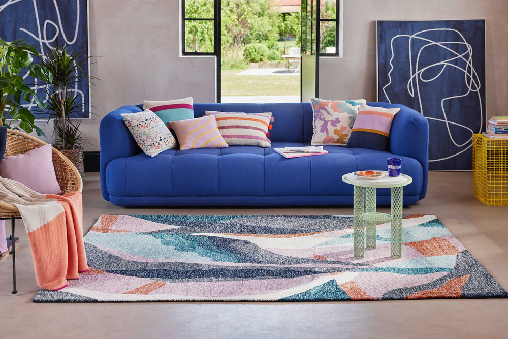 Hills Teppich bunt Kurzflor rechteckig