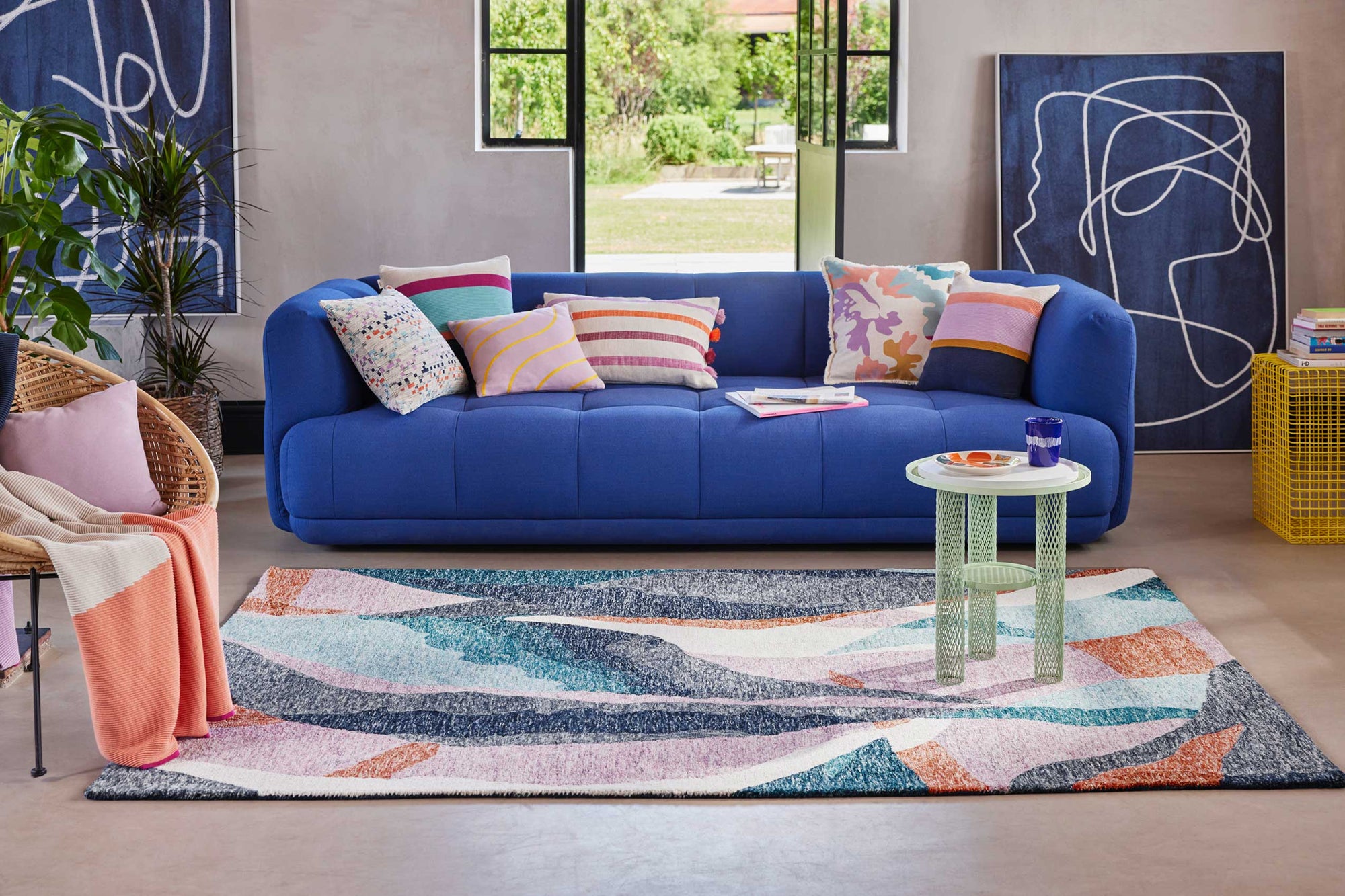 Hills Teppich bunt Kurzflor rechteckig