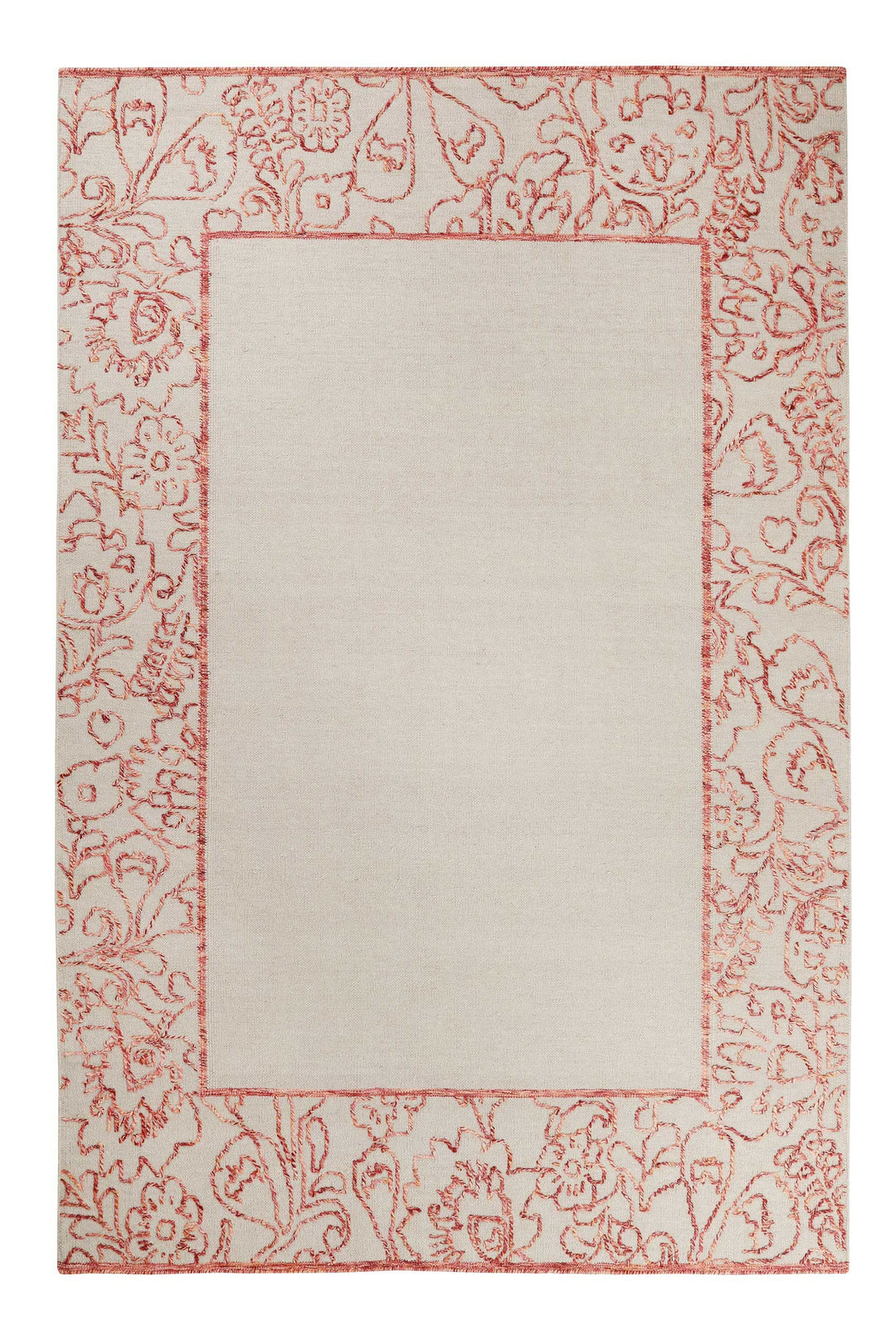 Kayla Kelim Border Teppich taupe Hochflor rechteckig