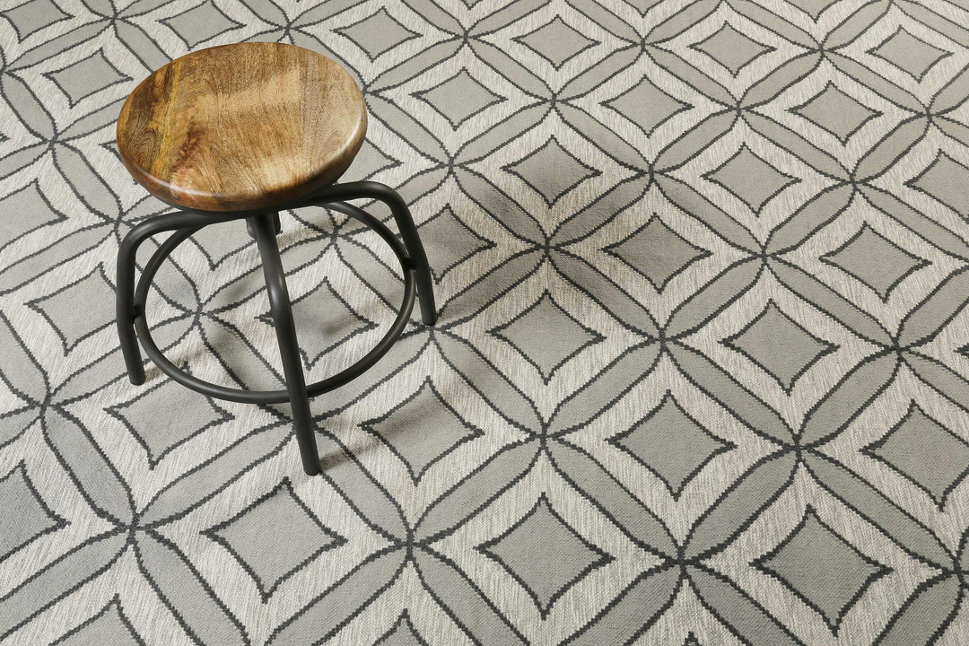 Kian Kelim Teppich silbergrau Kurzflor rechteckig