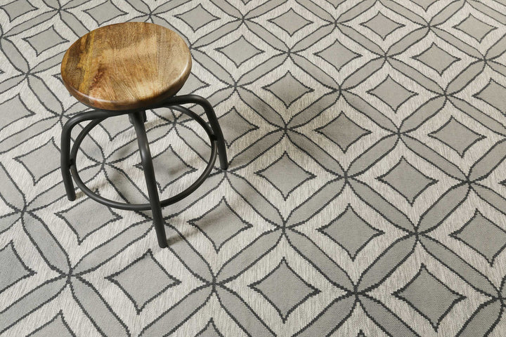 Kian Kelim Teppich silbergrau Kurzflor rechteckig