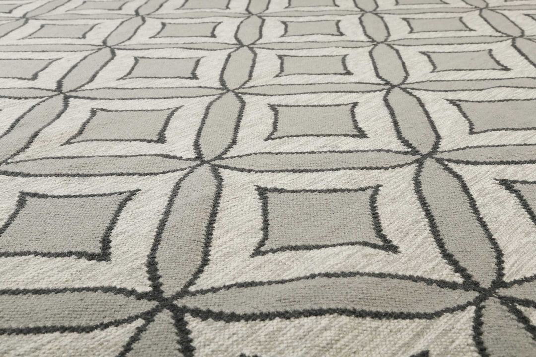 Kian Kelim Teppich silbergrau Kurzflor rechteckig