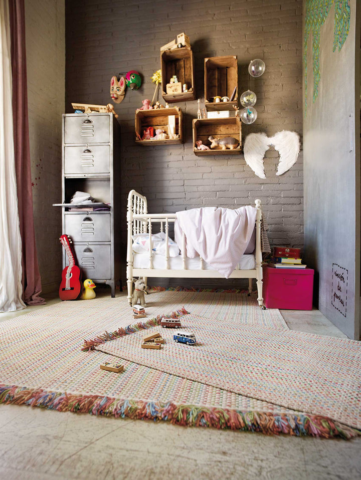 Kids Durrie Teppich multicolor Kurzflor rechteckig