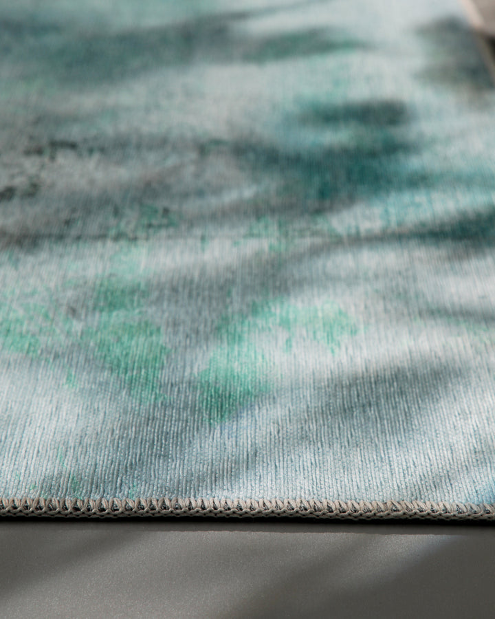 Esprit Flachgewebeteppich Blau Multi "Maui", Nahaufnahme des Teppichrands