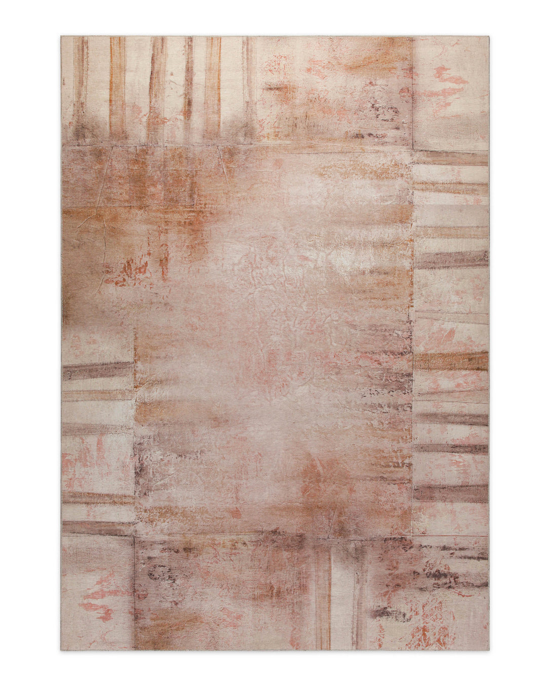 Esprit Flachgewebeteppich Beige Rot "Maui" als Freisteller, gut erkennbares Streifen- und Flächenmuster