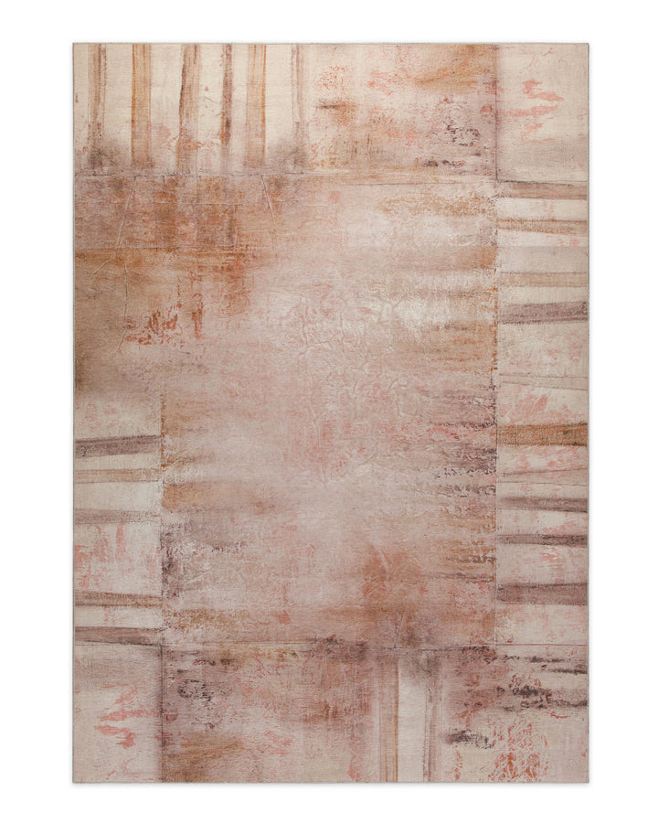 Esprit Flachgewebeteppich Beige Rot "Maui" als Freisteller, gut erkennbares Streifen- und Flächenmuster