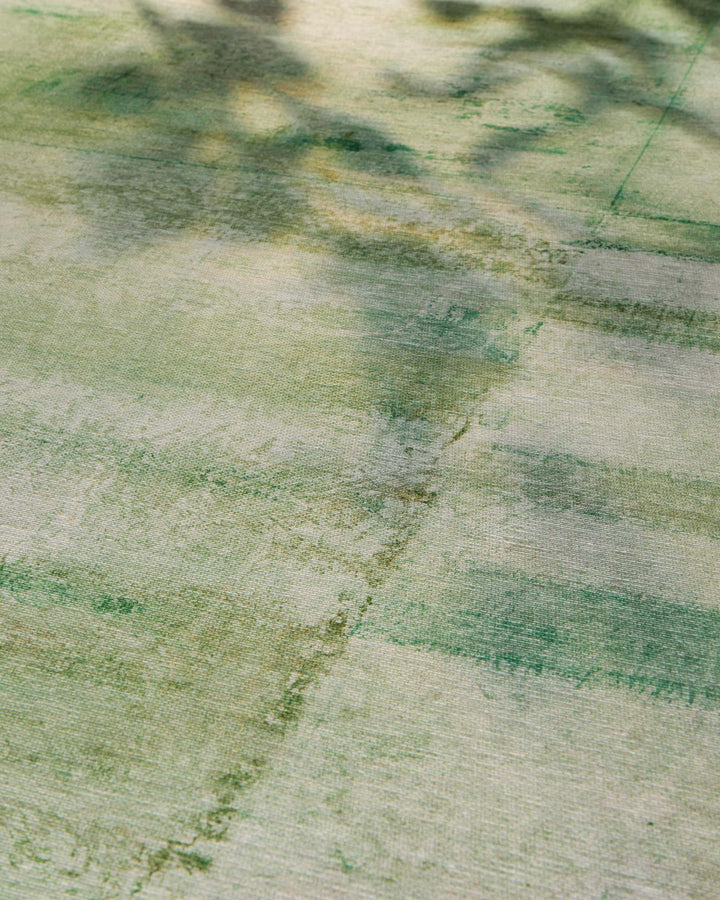 Esprit Flachgewebeteppich Grün Multi "Maui", Detailfoto mit Fokus auf Farbverlauf und Struktur