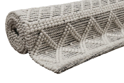 Esprit Teppich handgewebt Weiß Hellgrau aus Wolle » Lia «