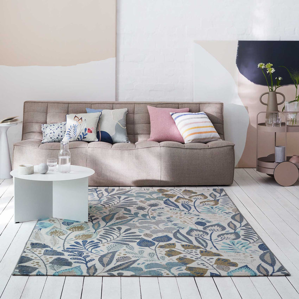 Lilly Outdoor blau beige Kurzflor rechteckig