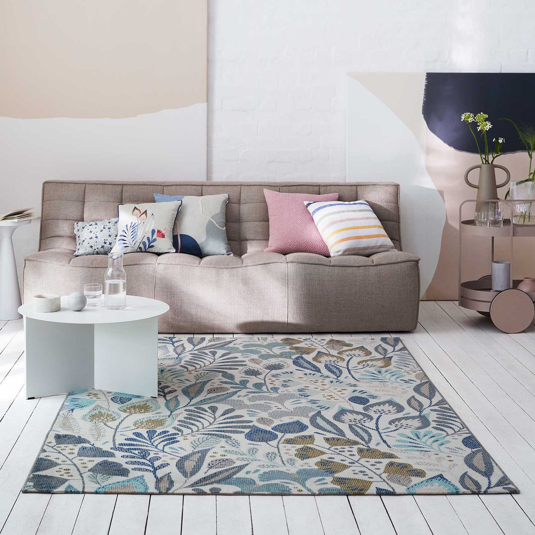 Lilly Outdoor blau beige Kurzflor rechteckig