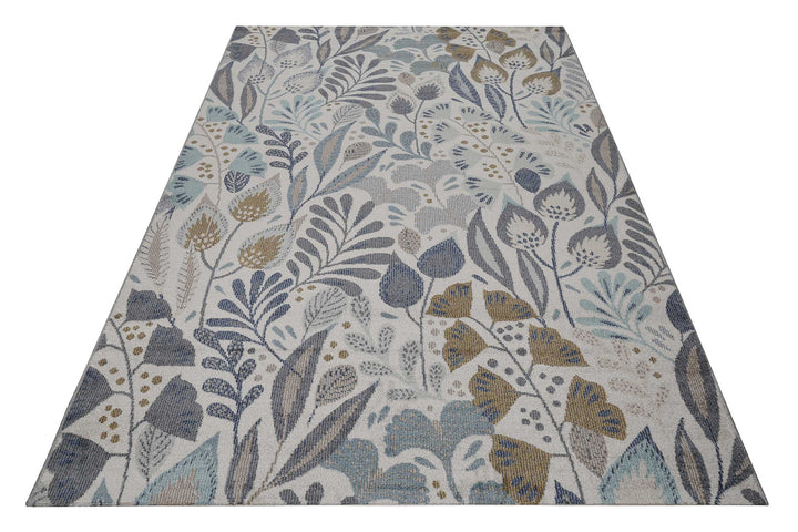 Lilly Outdoor blau beige Kurzflor rechteckig