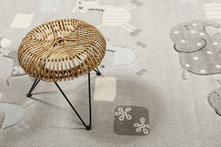 Lucky Zoo 2.0 Teppich grau Kurzflor rechteckig