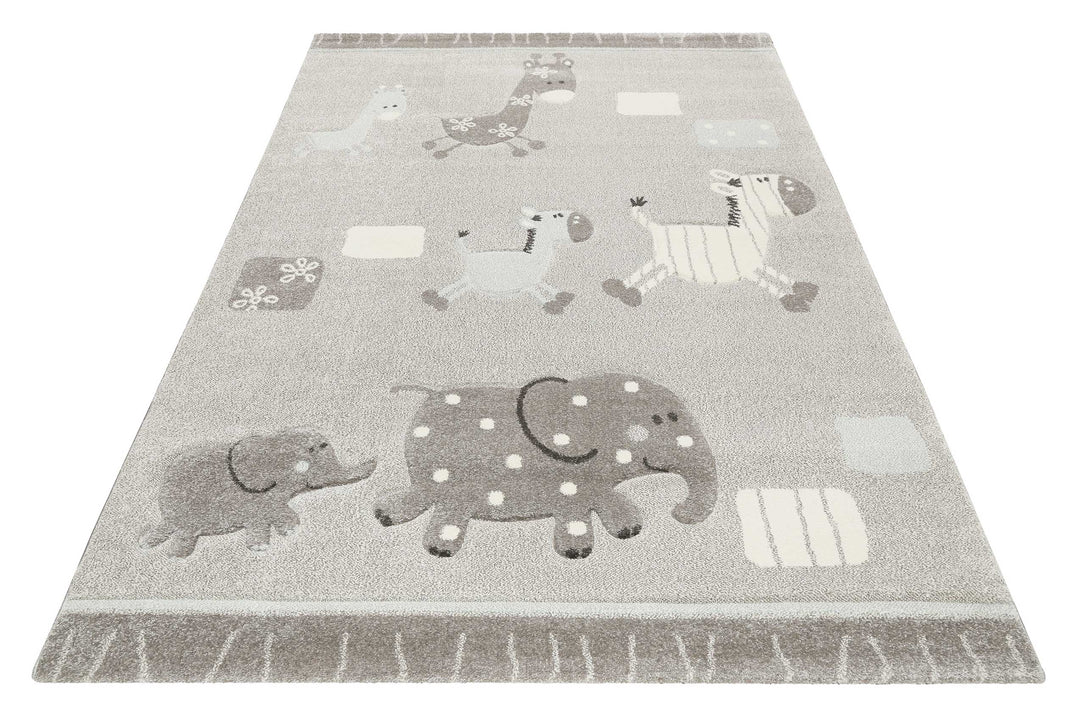 Lucky Zoo 2.0 Teppich grau Kurzflor rechteckig