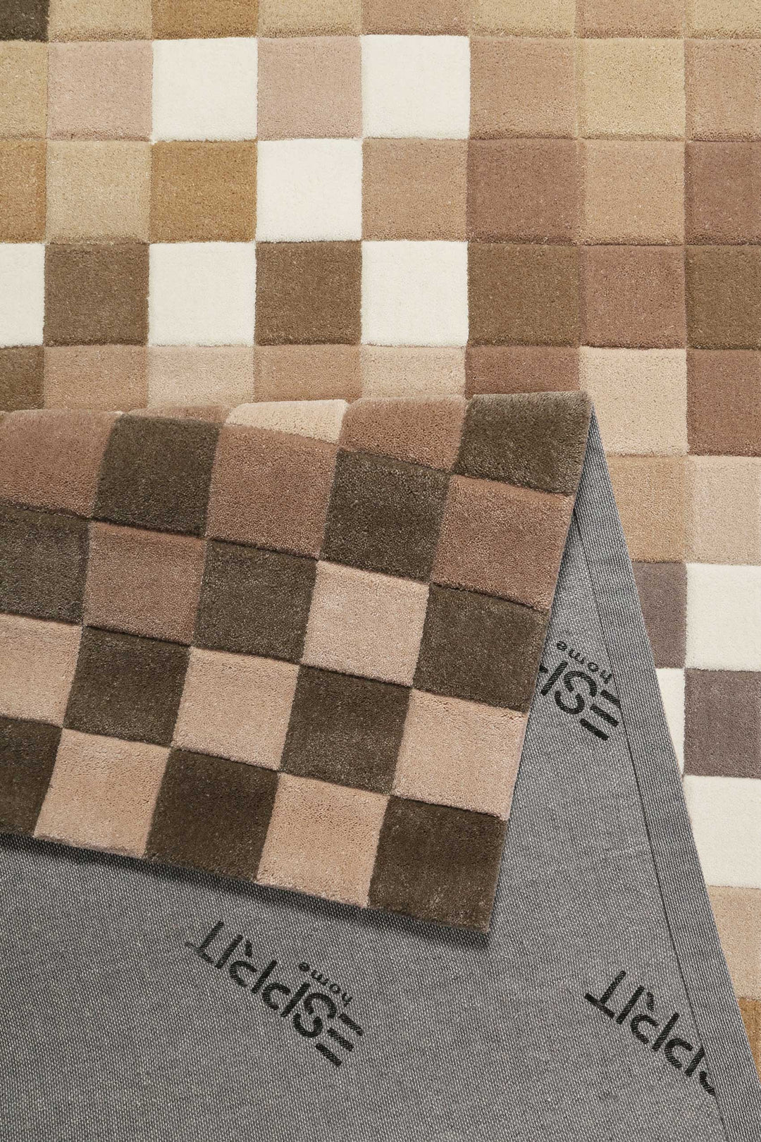 Pixel Teppich beige Kurzflor rechteckig