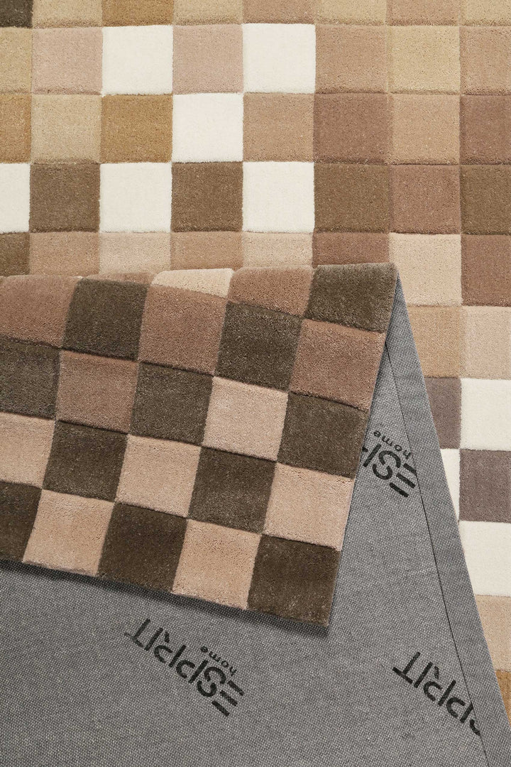 Pixel Teppich beige Kurzflor rechteckig
