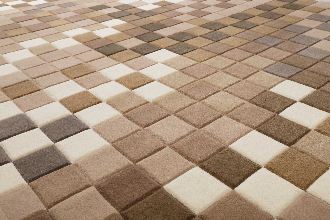 Pixel Teppich beige Kurzflor rechteckig