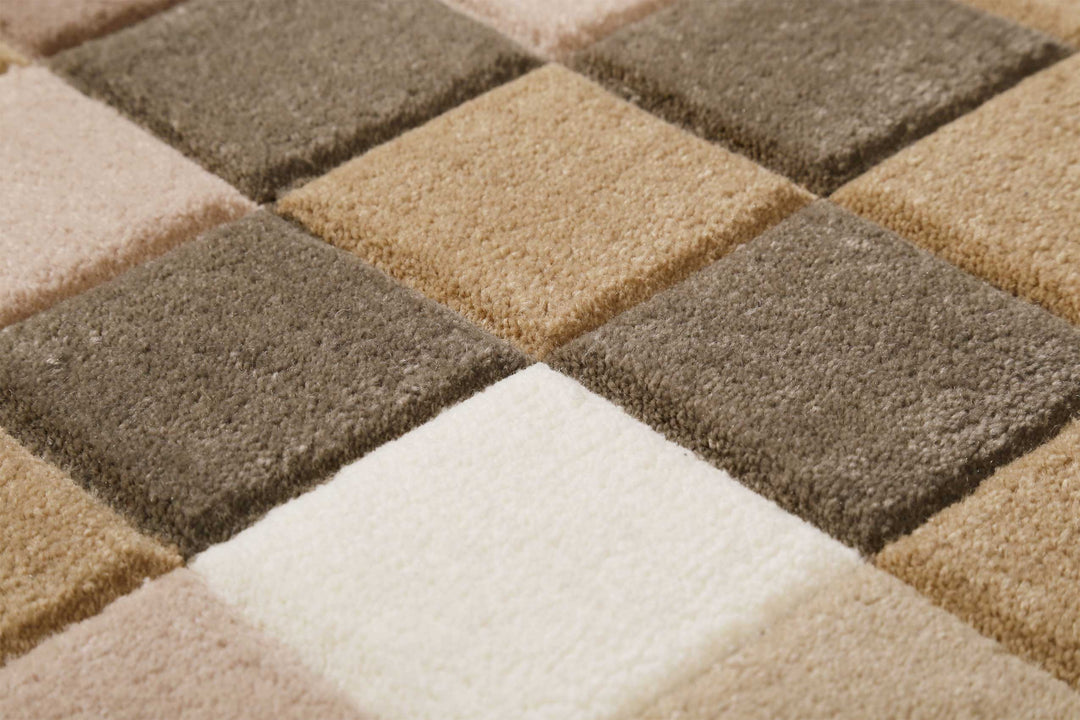 Pixel Teppich beige Kurzflor rechteckig