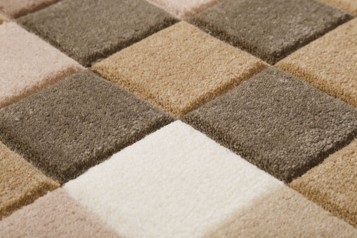 Pixel Teppich beige Kurzflor rechteckig