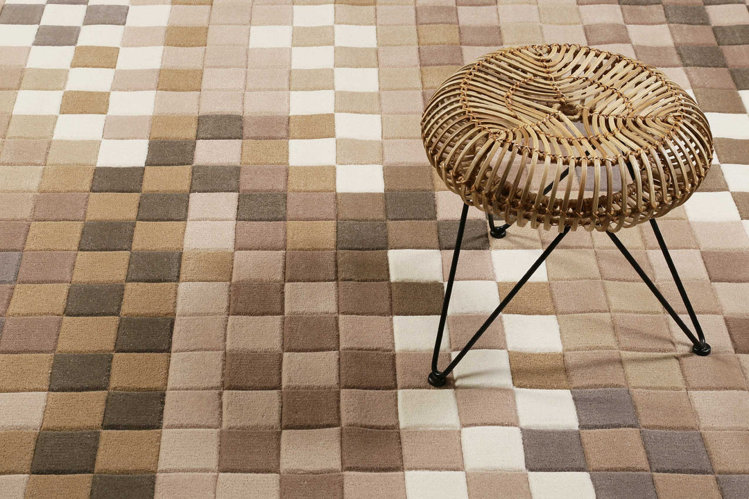 Pixel Teppich beige Kurzflor rechteckig