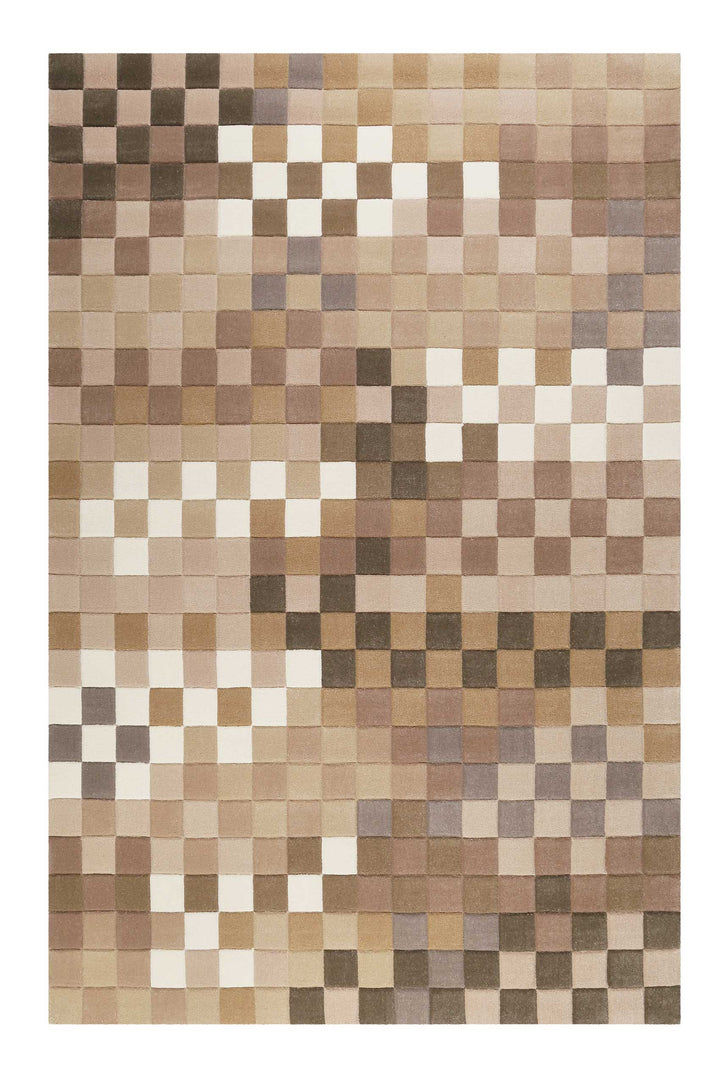 Pixel Teppich beige Kurzflor rechteckig