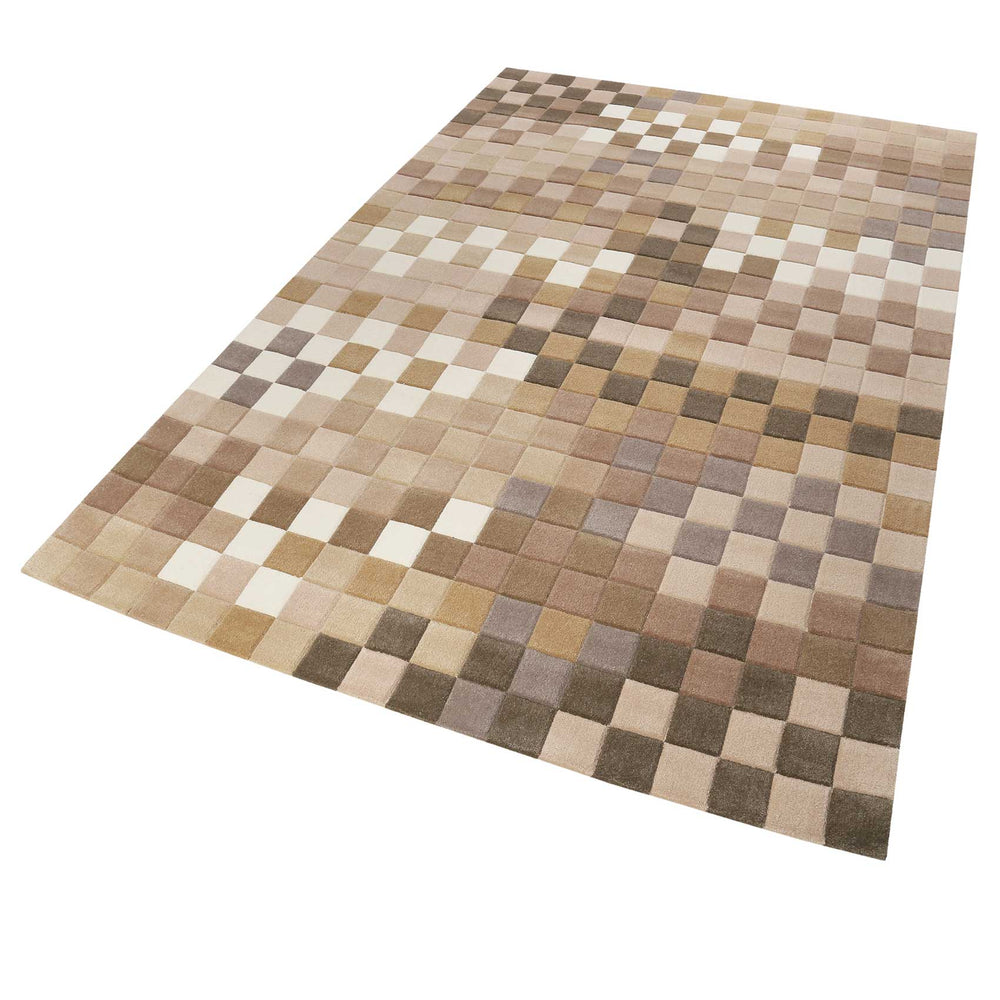 Pixel Teppich beige Kurzflor rechteckig