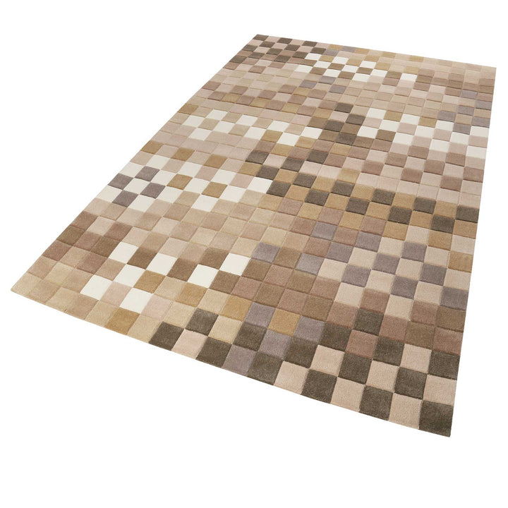 Pixel Teppich beige Kurzflor rechteckig