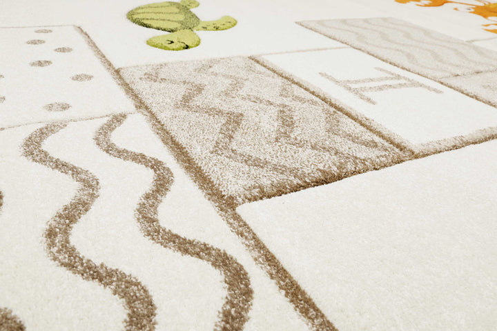 Playground Teppich beige bunt Kurzflor rechteckig