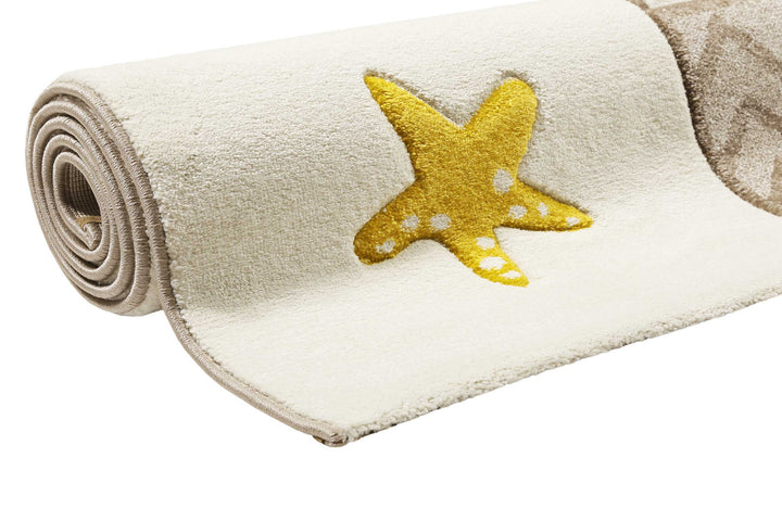 Playground Teppich beige bunt Kurzflor rechteckig