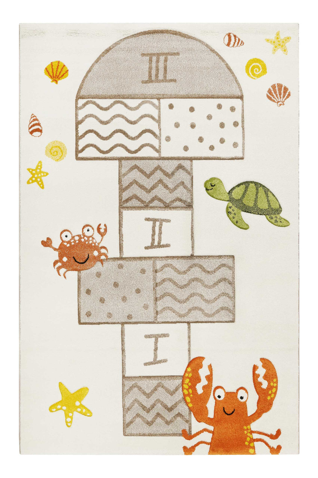 Playground Teppich beige bunt Kurzflor rechteckig