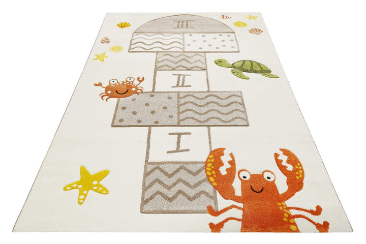 Playground Teppich beige bunt Kurzflor rechteckig