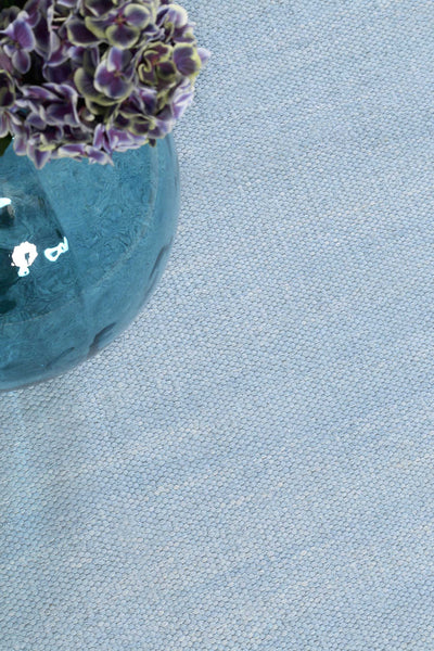 Esprit Kurzflor Teppich Hellblau aus Baumwolle » Rainbow Kelim «