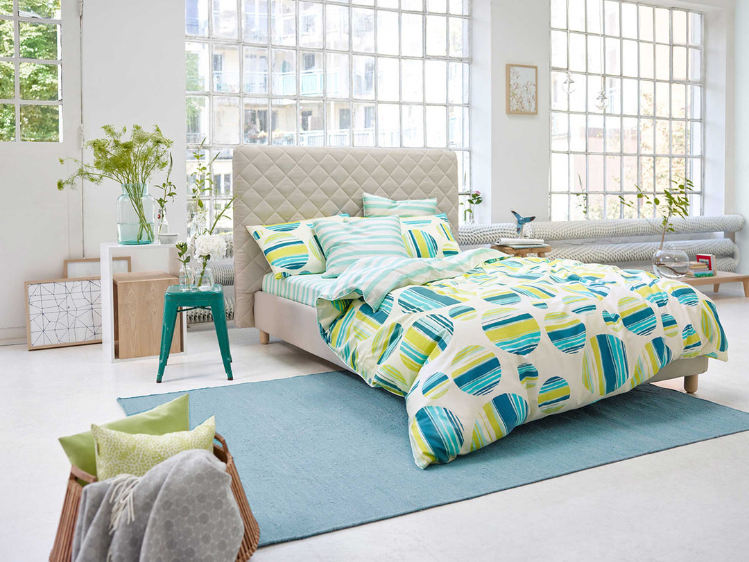 Rainbow Kelim Teppich türkis Kurzflor rechteckig