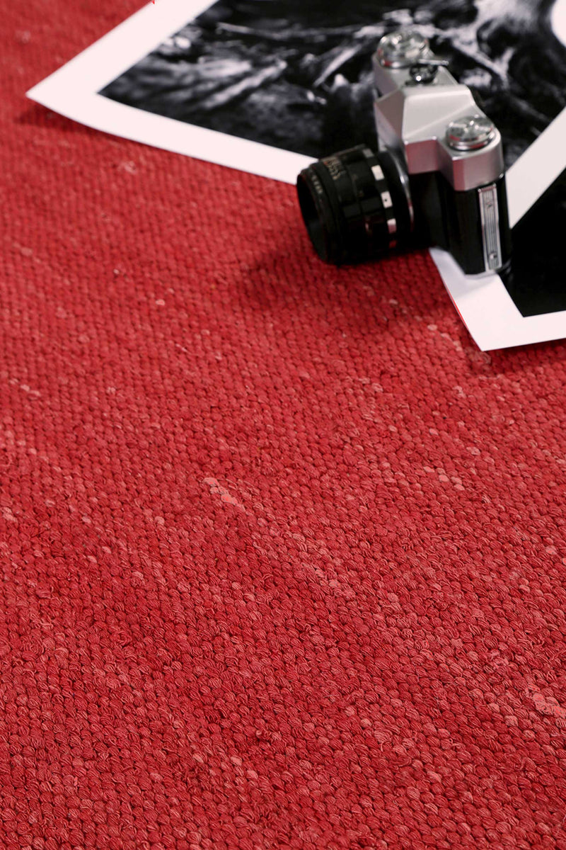 Esprit Kurzflor Teppich Rot aus Baumwolle » Rainbow Kelim «