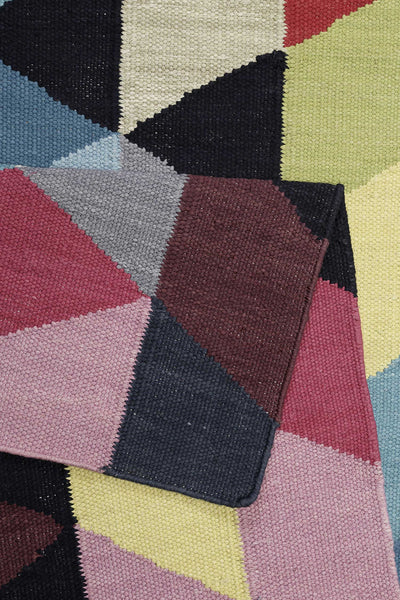 Esprit Kurzflor Kelim Teppich Bunt aus Baumwolle » Rainbow Triangle «