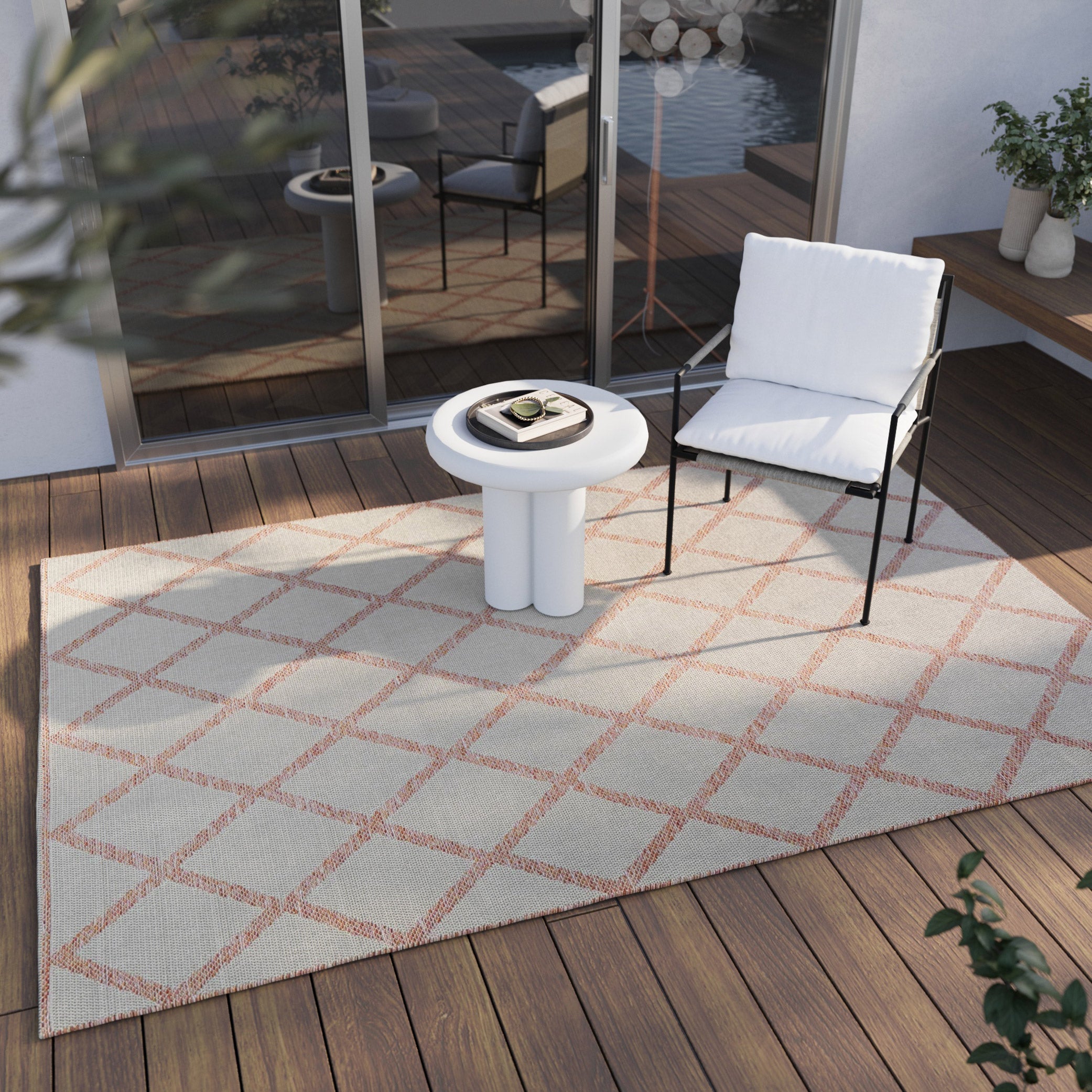 Sparkle Outdoor (Rhomb) Outdoor beige Kurzflor rechteckig
