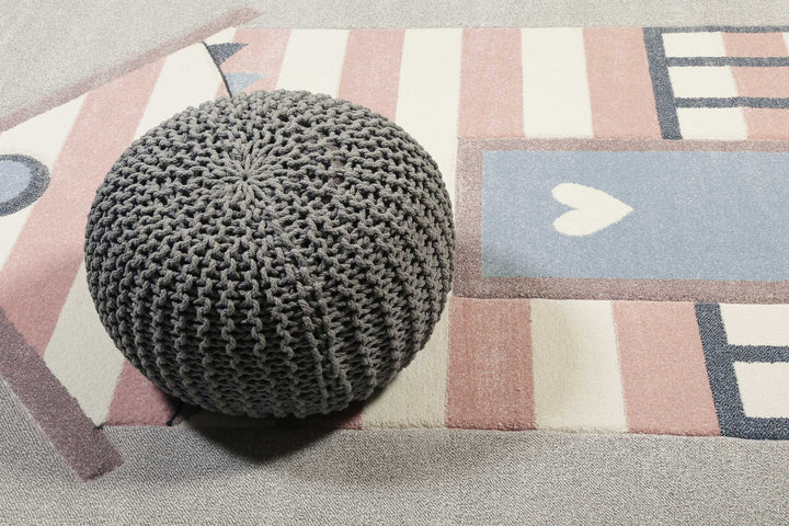 Sea Castle Teppich hellgrau rosa Kurzflor rechteckig