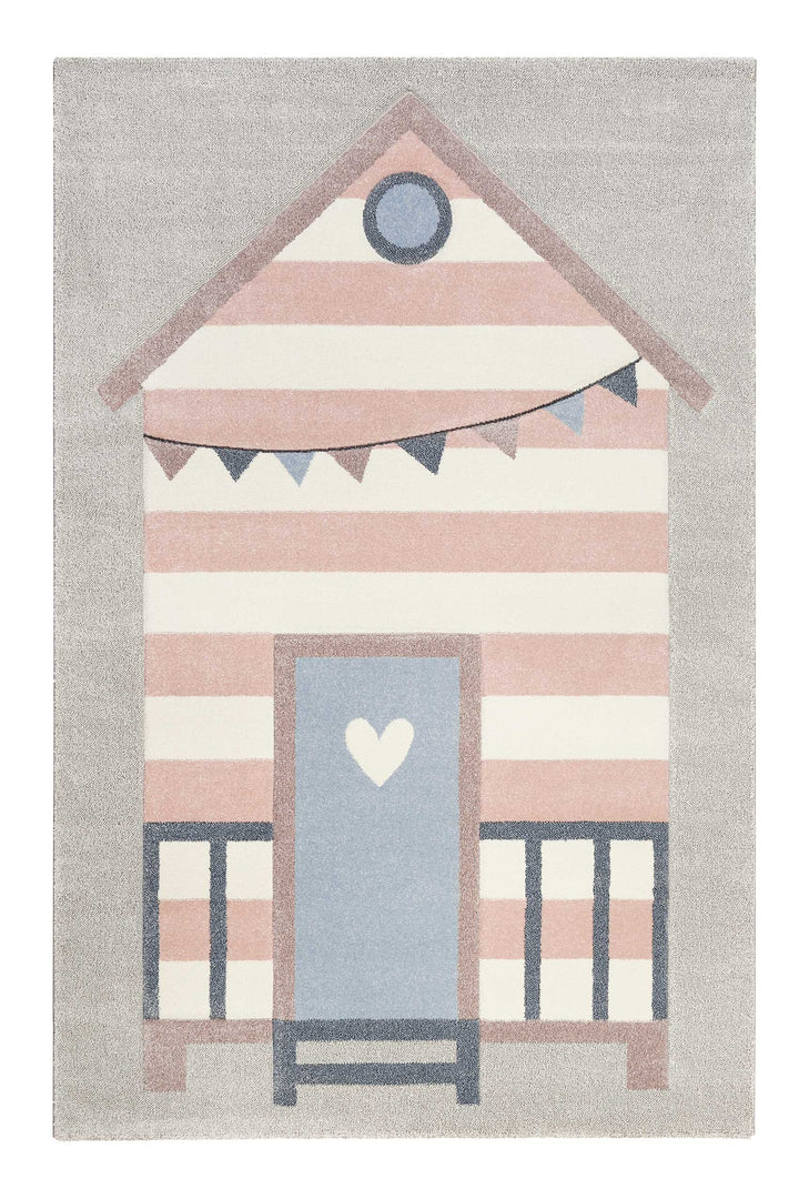 Sea Castle Teppich hellgrau rosa Kurzflor rechteckig