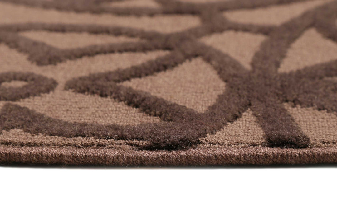 Society Circle Teppich braun  Kurzflor rechteckig