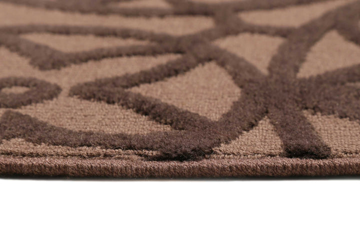 Society Circle Teppich braun  Kurzflor rechteckig