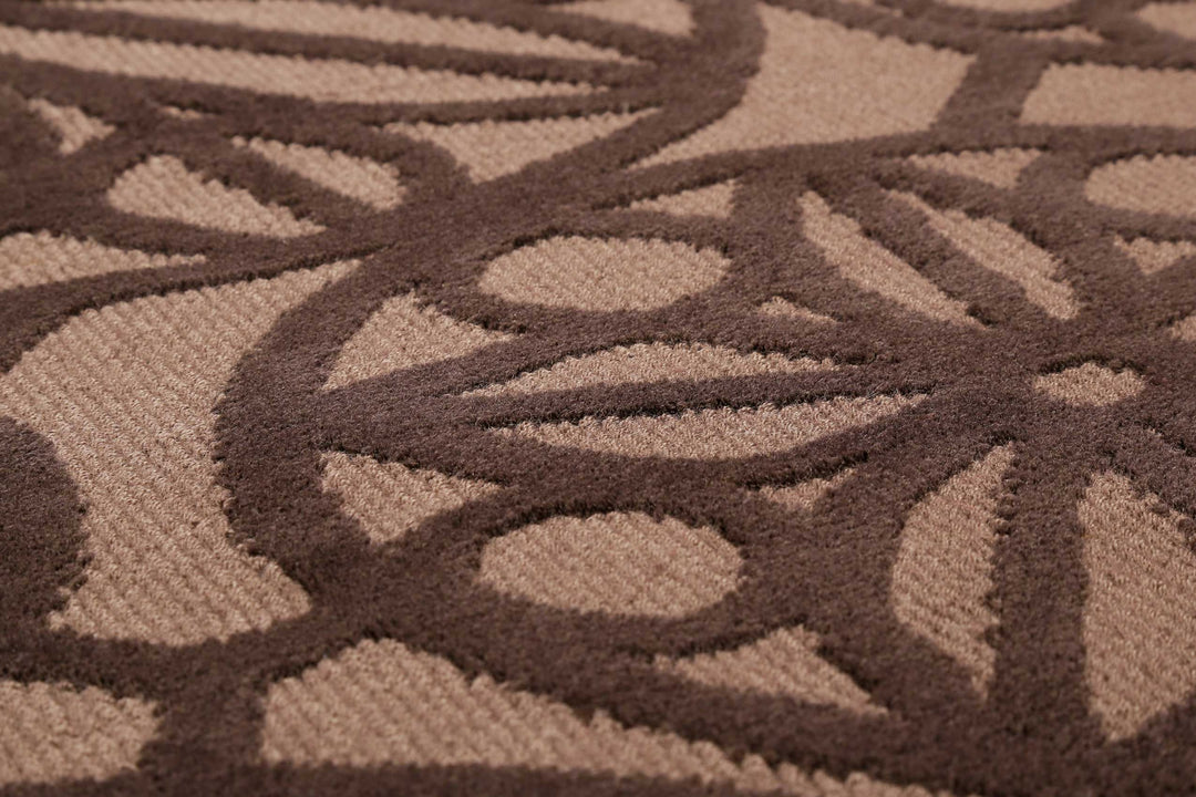 Society Circle Teppich braun  Kurzflor rechteckig