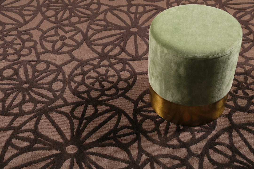 Society Circle Teppich braun  Kurzflor rechteckig