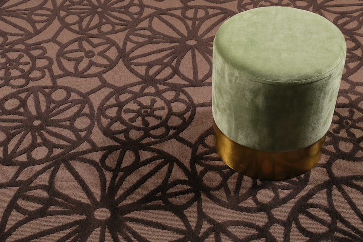 Society Circle Teppich braun  Kurzflor rechteckig