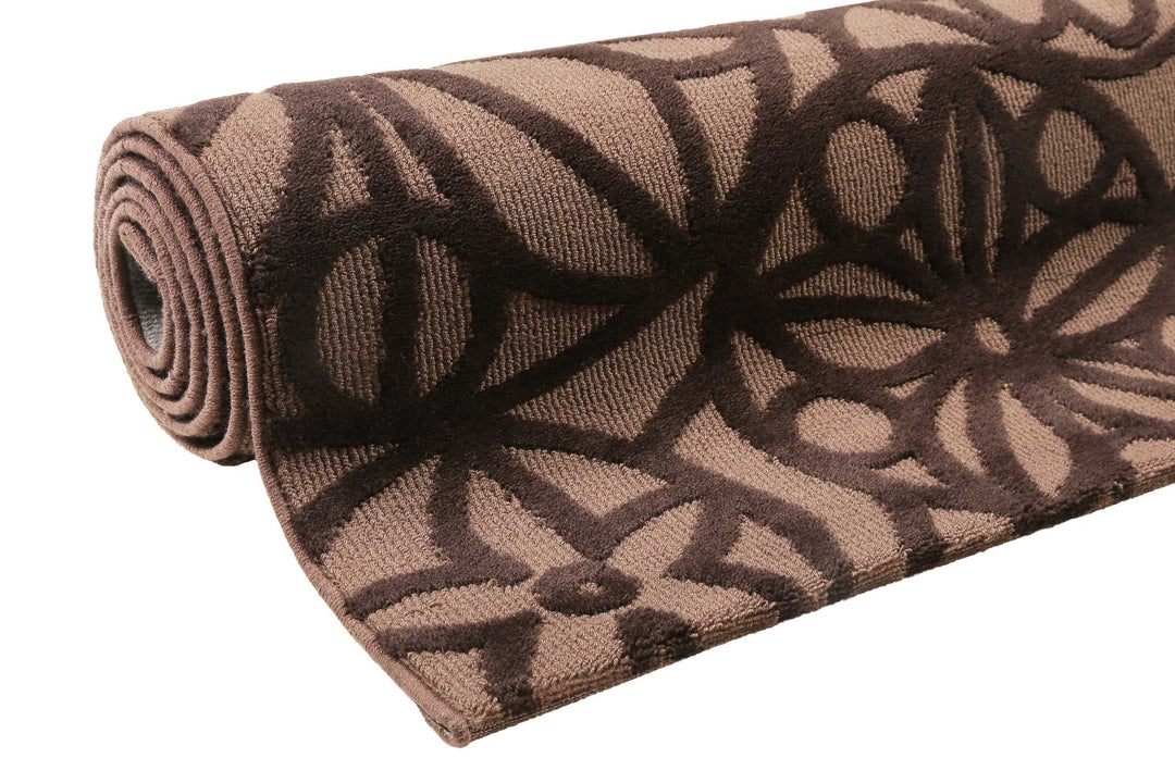 Society Circle Teppich braun  Kurzflor rechteckig