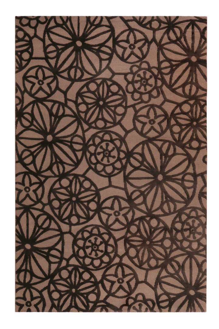 Society Circle Teppich braun  Kurzflor rechteckig