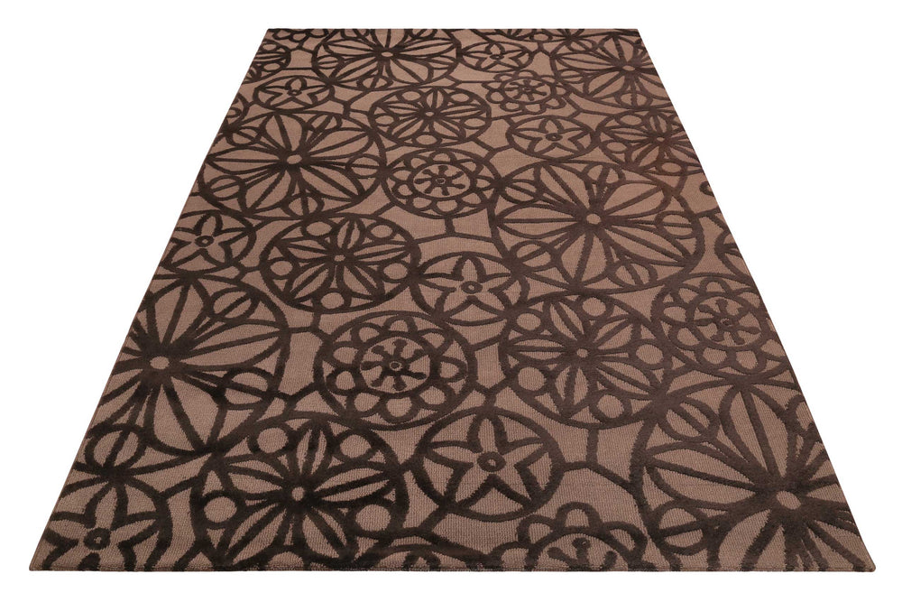 Society Circle Teppich braun  Kurzflor rechteckig