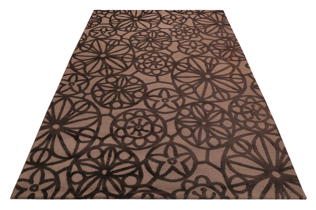Society Circle Teppich braun  Kurzflor rechteckig