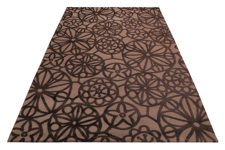 Society Circle Teppich braun  Kurzflor rechteckig