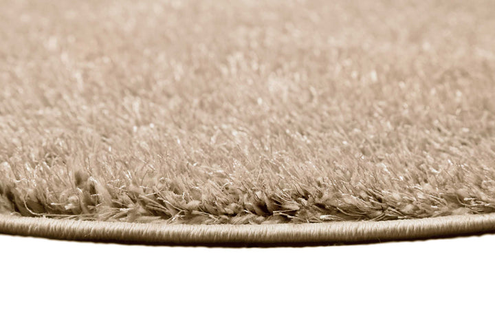 #Swagger Shag Teppich sand beige Hochflor rund