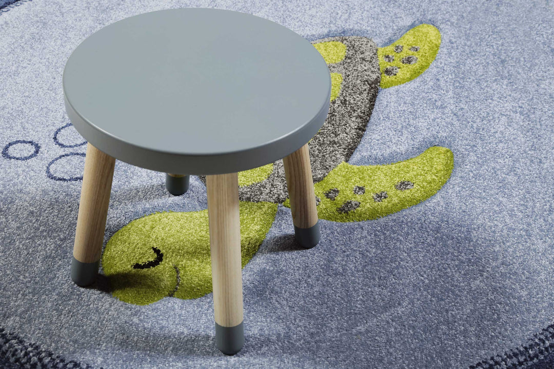 Turtle Teppich blau grün Kurzflor rechteckig